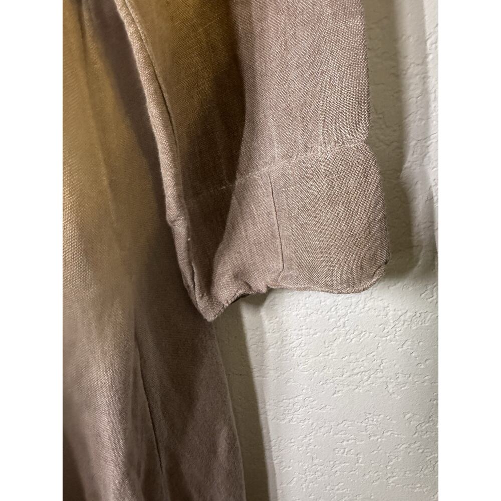 Dolma Linen Duster Womens M Oversized Taupe Lagenlook Long Jacket Boho India - Picture 4 of 14